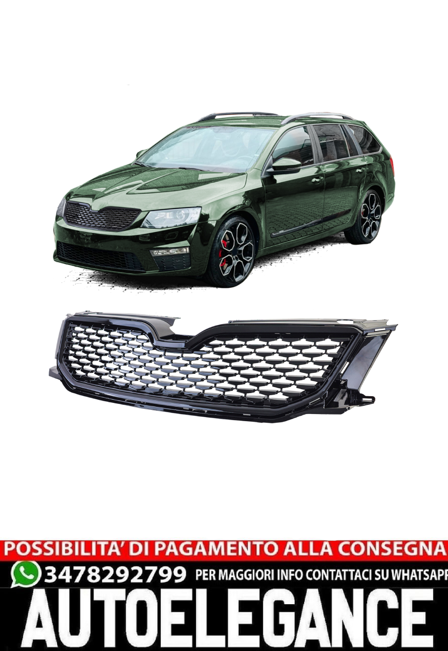 Griglia del radiatore sportiva nera lucida per Skoda Octavia 5E pre-restyling