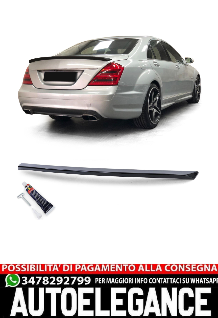 Spoiler posteriore sportivo nero lucido con ABE per Mercedes Classe S W221 05-09