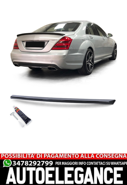 Spoiler posteriore sportivo nero lucido con ABE per Mercedes Classe S W221 05-09