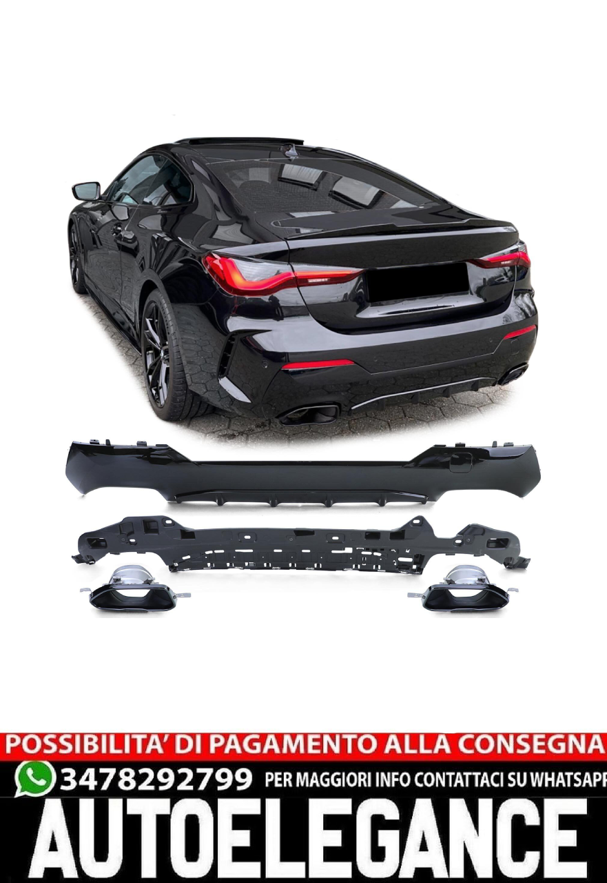 Glossy sports rear diffuser + 440 look tailpipes for BMW 4 