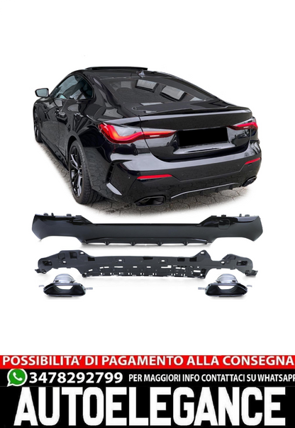 Glossy sports rear diffuser + 440 look tailpipes for BMW 4 