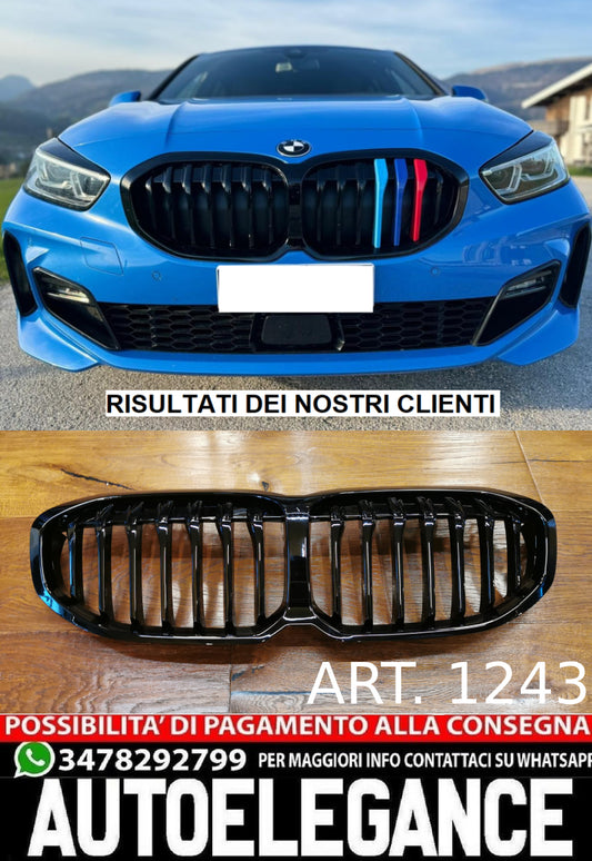RADIATOR GRILLE KIDNEY GRILLE GLOSS BLACK SINGLE BRIDGE FOR BMW 1 SERIES F40 5
