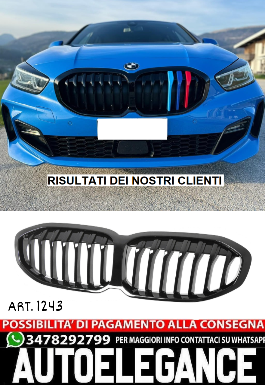RADIATOR GRILLE KIDNEY GRILLE GLOSS BLACK SINGLE BRIDGE FOR BMW 1 SERIES F40 5