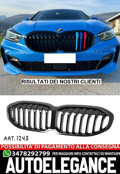 RADIATOR GRILLE KIDNEY GRILLE GLOSS BLACK SINGLE BRIDGE FOR BMW 1 SERIES F40 5