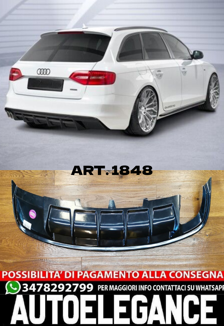 Diffusore posteriore adatto per Audi A4 B8 (8K) LOOK RS4 07-14 NERO LUCIDO