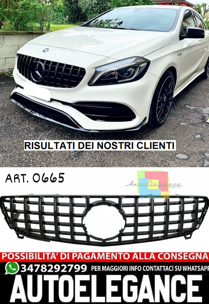 GRIGLIA ANTERIORE NERA PER MERCEDES CLASSE A W176 2015-2018 CALANDRA AMG A45