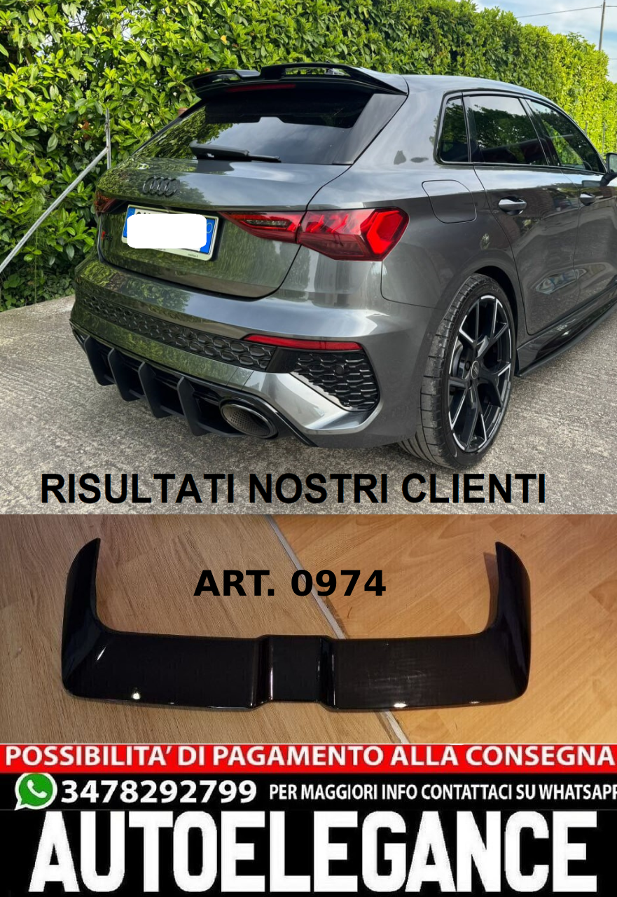 SPOILER ADATTO PER AUDI A3 8Y 2020+ LOOK NERO LUCIDO DESIGN SPORTIVO
