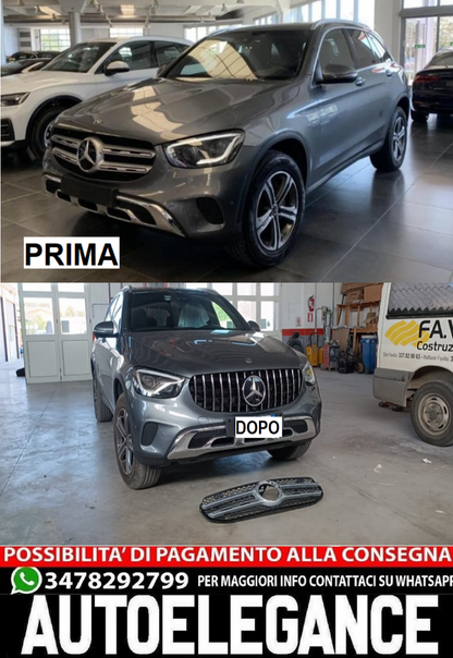GRIGLIA ADATTA PER MERCEDES GLC X253 C253 LIFT AMG 2019-2022 LOOK GT CROMATA
