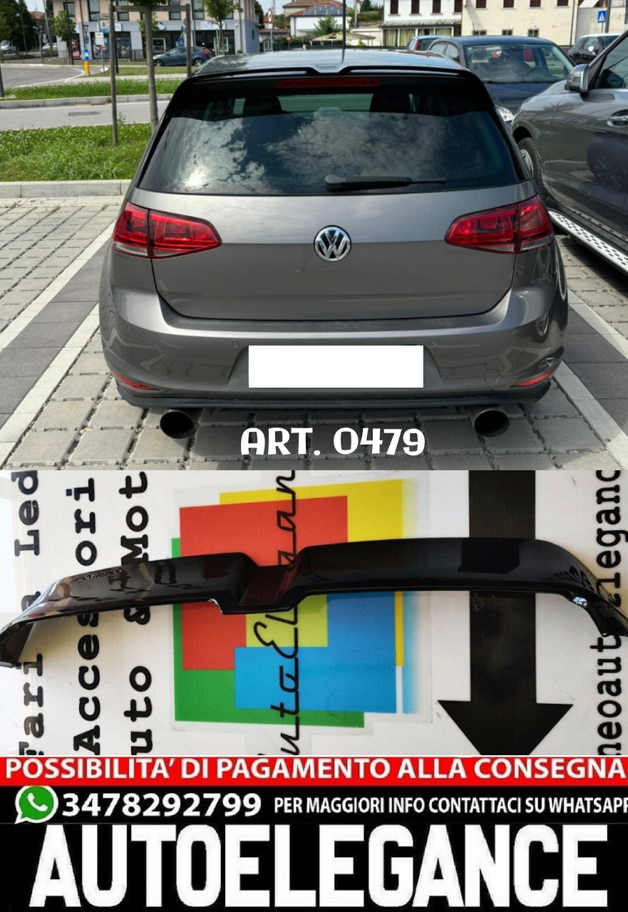 SPOILER TETTO ADATTO PER VW GOLF 7 VII 2012-2019 LOOK RLINE NERO LUCIDO ABS