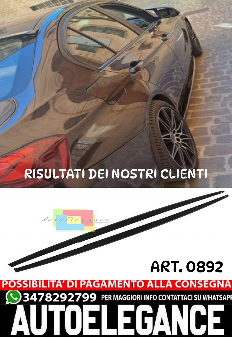 BMW SERIE 4 F32 F33 F36 SOTTO MINIGONNE LATERALI ABS / PLASTIC NERO LUCIDO LAME