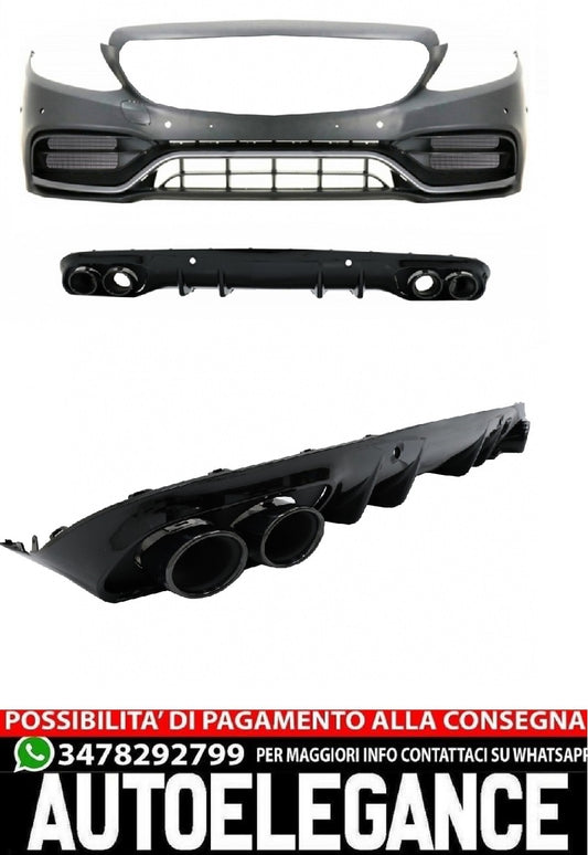 Front bumper with diffuser Double tailpipe exit suitable for C CLASS C205