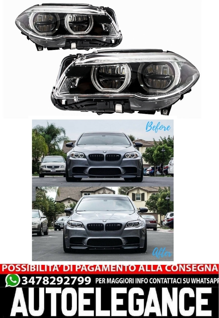 Fari Full LED Angel Eyes adatti per BMW Serie 5 F10 F11 LCI (2014-2017)