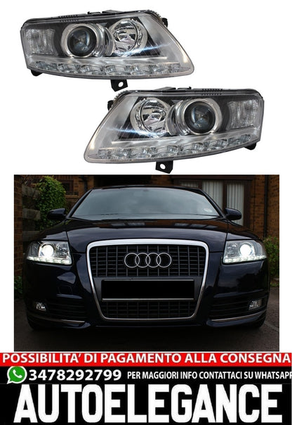 Fari allo xeno LED DRL adatti per Audi A6 C6 4F (04.2004-2008) Cromato senza AFS