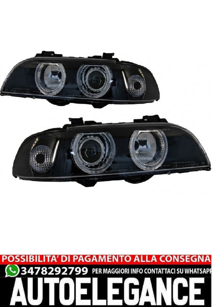 Angel Eyes Fari adatti per BMW Serie 5 E39 Berlina Touring (1996-2003) Nero Grig AUTOELEGANCERICAMBI