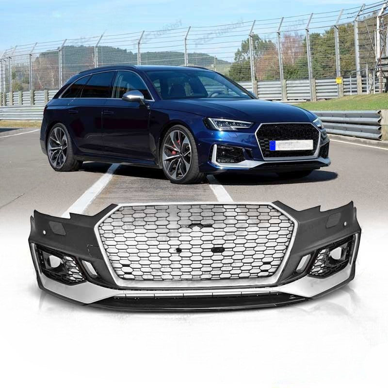 💕ART.6654 PARAURTI ANTERIORE ADATTA PER AUDI A4 B9 2015-2019 RS4 PDC ARGENTO💕