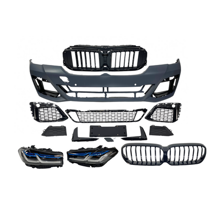 💫ART.3312 Paraurti + Fari Anteriori BMW G30 / G31 2017-2019 Look LCI M-Tech💫
