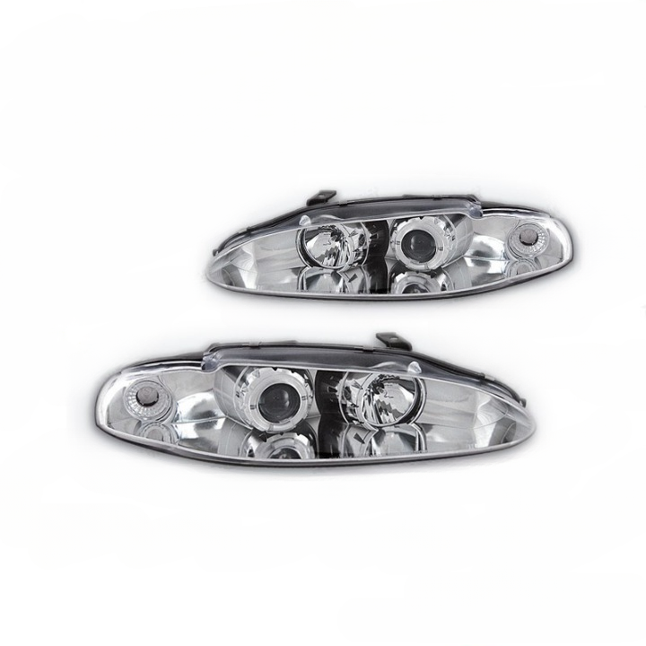 💫ART.6143 FARI ANTERIORI per MITSUBISHI ECLIPSE 95-96 OCCHI D'ANGELO CROMATI💫