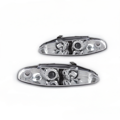 💫ART.6143 FARI ANTERIORI per MITSUBISHI ECLIPSE 95-96 OCCHI D'ANGELO CROMATI💫