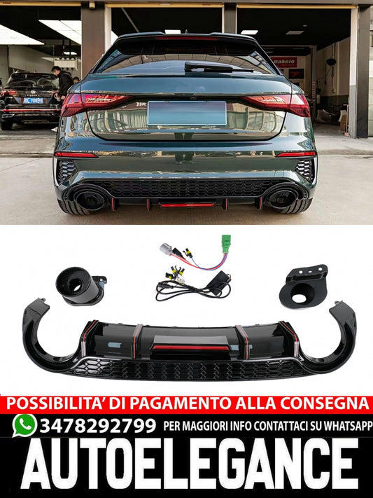 Rear Bumper Mantovana Diffuser Suitable for Audi A3 8Y Hatchback S-Line S3 (2020-)