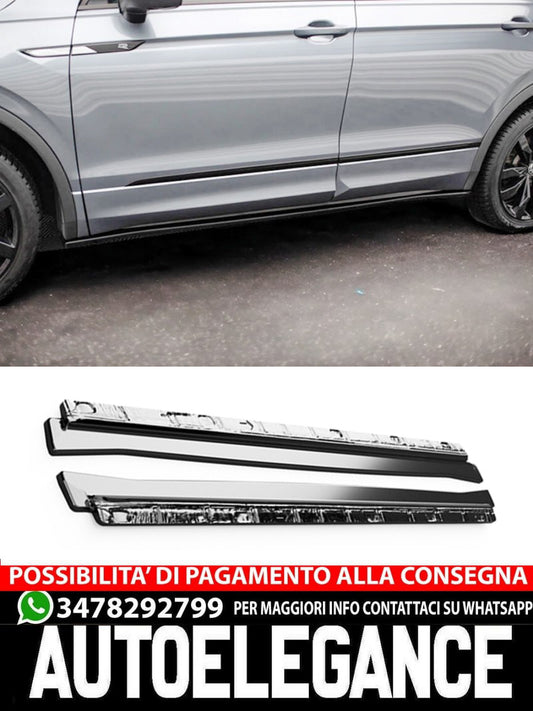 Gloss Black Side Skirts Suitable for VW Tiguan Mk2 2016+