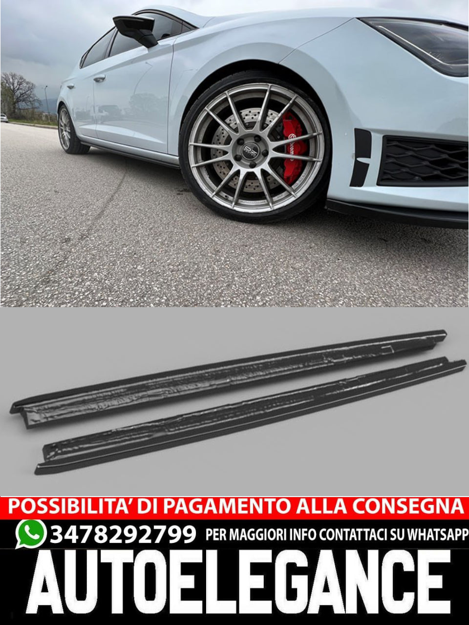 Sotto minigonne splitter adatto per Seat Leon Mk3 2012+ - Cupra/FR V1Style 4 mm
