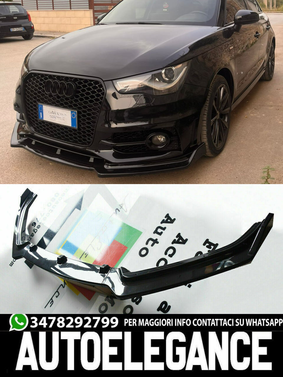 GRIGLIA ADATTA PER AUDI A1 8X 2010-2014 LOOK RS1 NERO LUCIDO