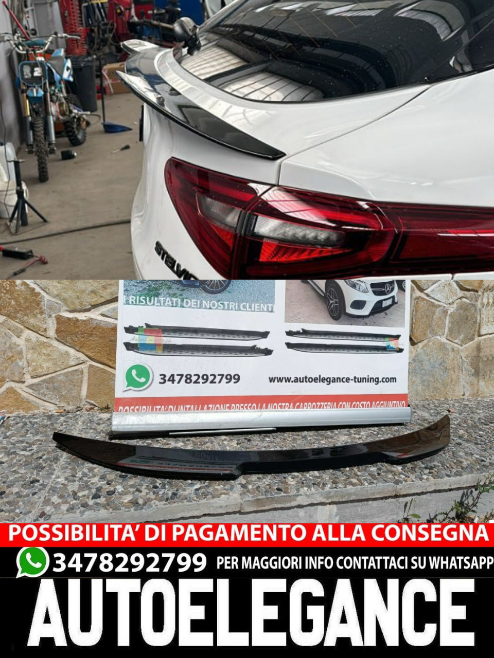 SPOILER COFANO ADATTA A ALFA ROMEO STELVIO SPORTIVO IN ABS NERO LUCIDO VELOCE ..