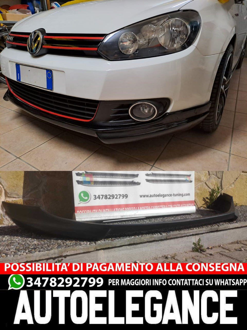 SOTTO PARAURTI ADATTO A VW GOLF VI MK6 08-13 SPOILER ANTERIORE TUNING ABS