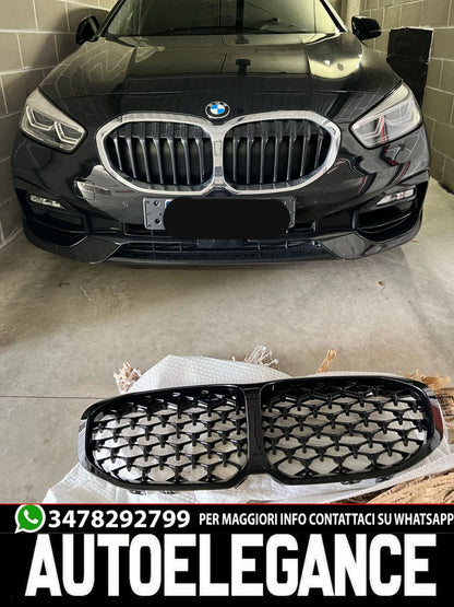 💎GRIGLIA ADATTA PER BMW SERIE 1 F40 LOOK M PERFORMANCE DESIGN NERA DIAMANTATA💎