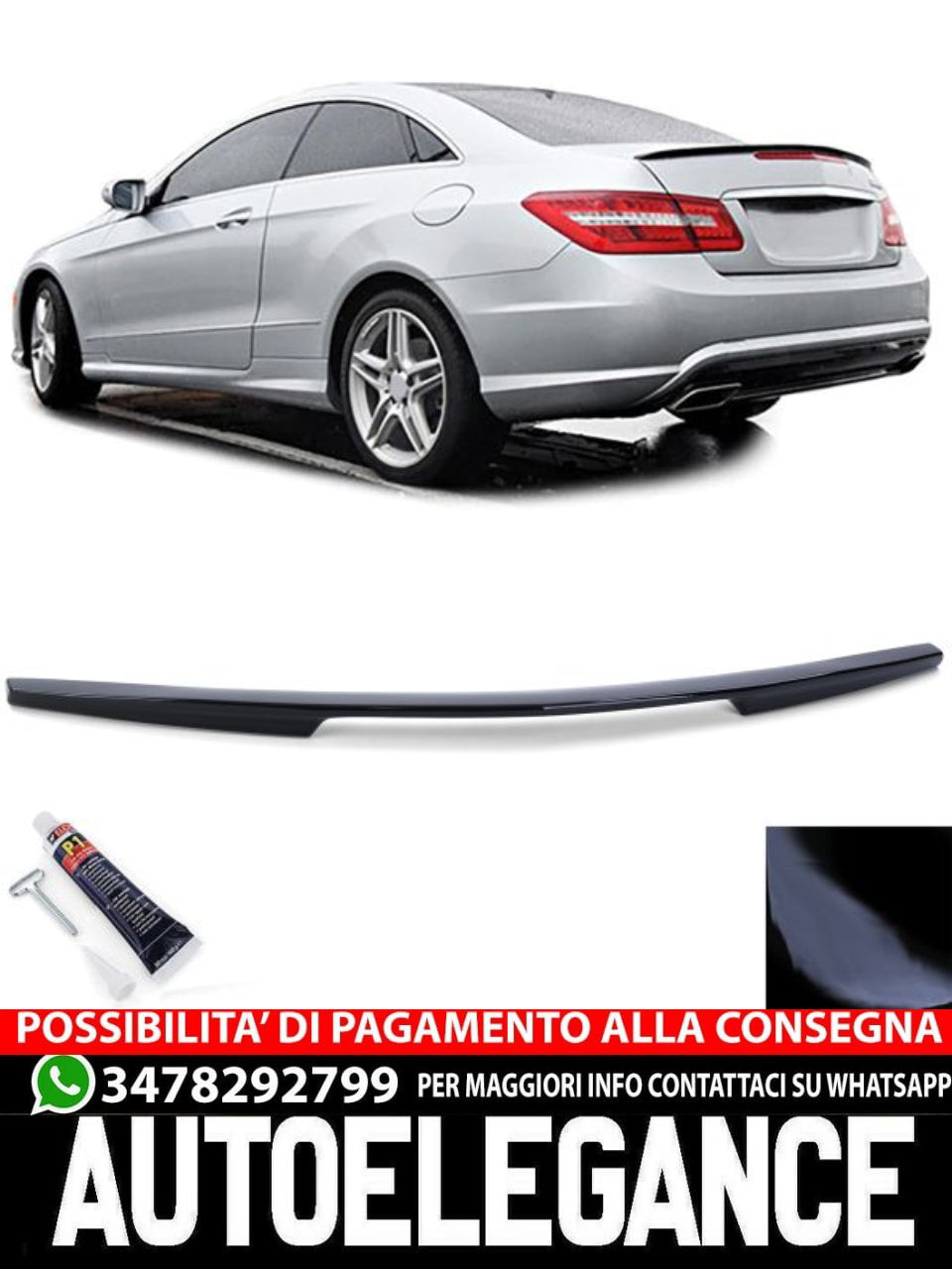 Gloss Black Sport Rear Spoiler suitable for Mercedes E-Class C207 Coupe