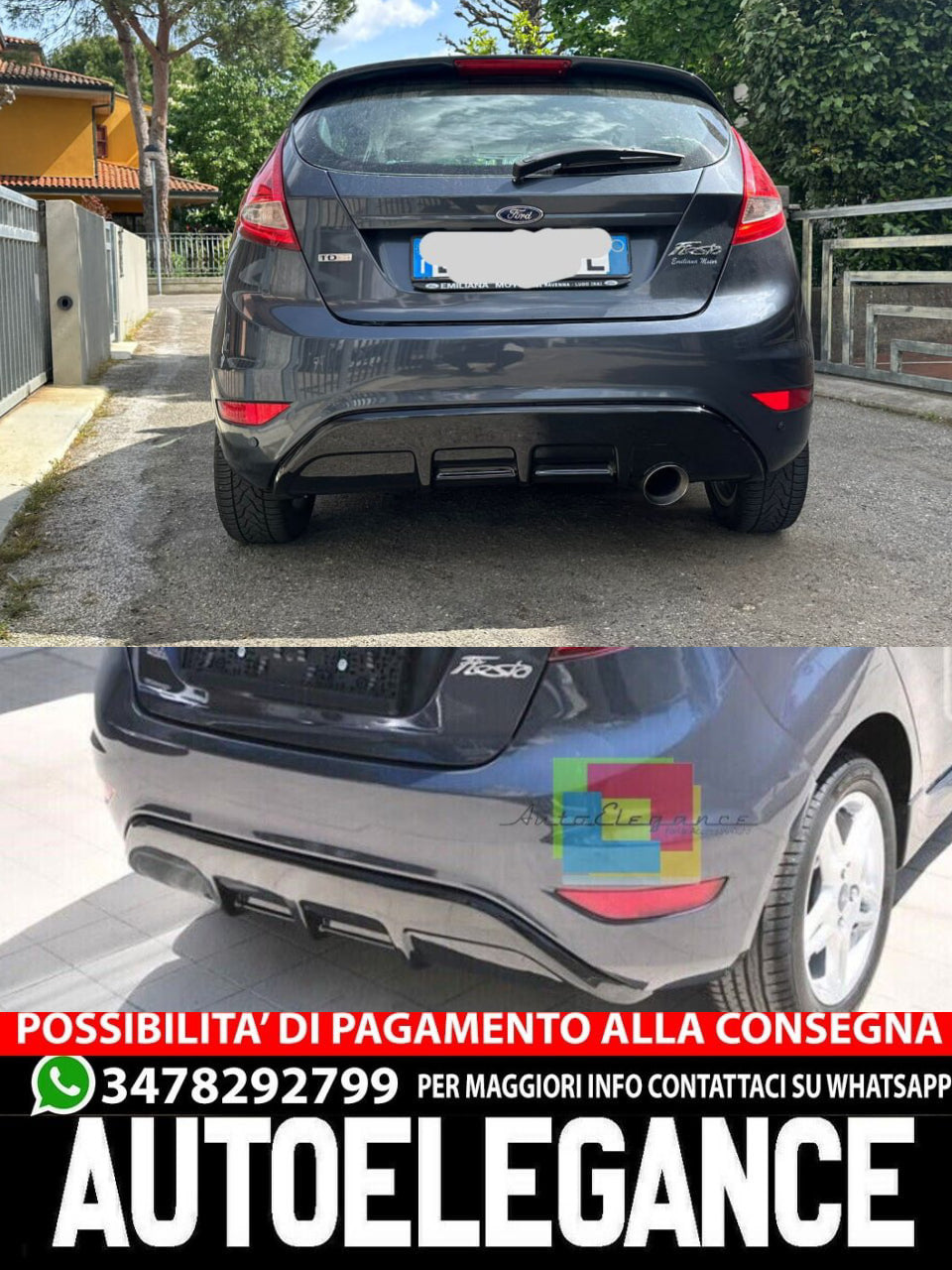 FORD FIESTA MK7 2008 TO 2017 UNDER BUMPER ST DESIGN DIFFUSER ABS / PLASTIC