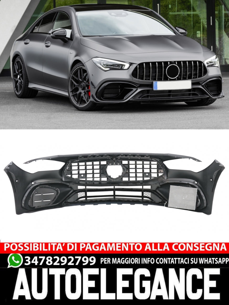Paraurti anteriore adatto per Mercedes CLA C118 Sedan X118 Shooting Brake dal 2019- CLA45 Design