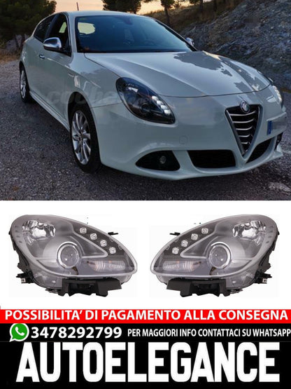 PAIR OF HEADLIGHTS FRONT LEFT RIGHT PROJECTOR HEADLIGHTS ALFA GIULIETTA FROM 2010 ONWARDS P/Black