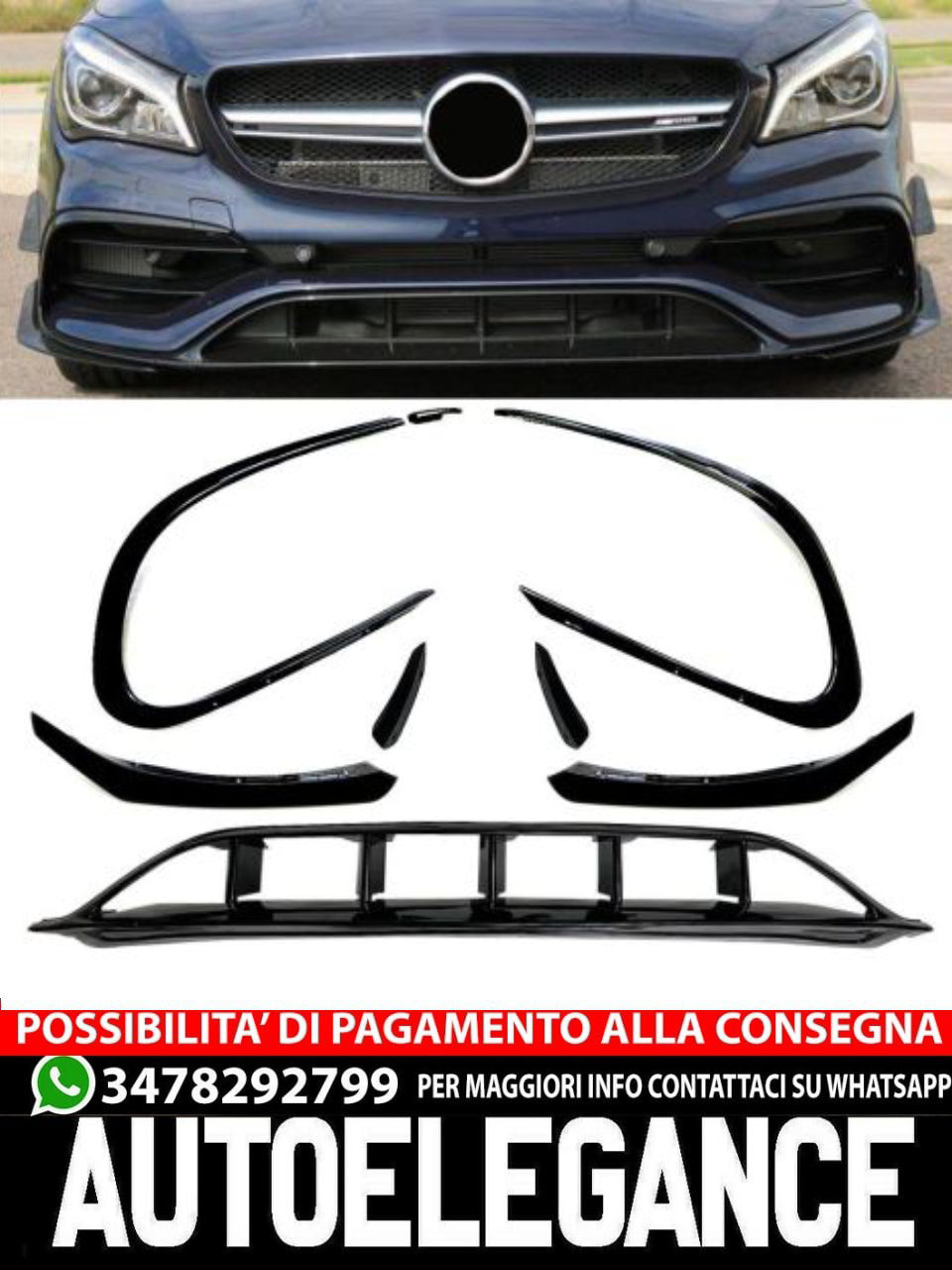 FRONT SPOILER suitable for the restyling of the Mercedes C117 CLA class