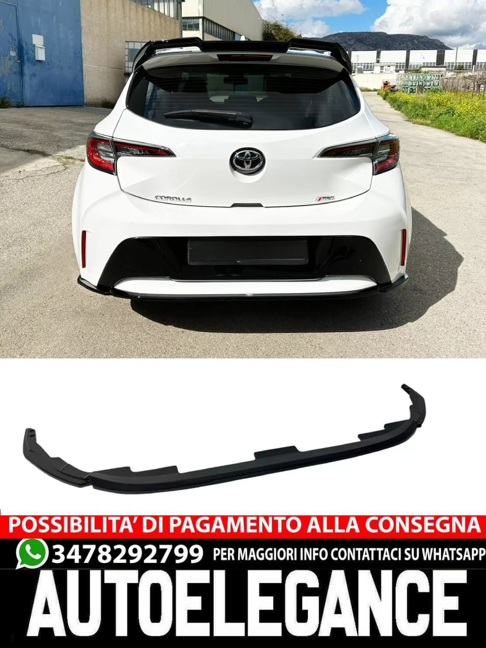 Rear Splitter suitable for Toyota Corolla Mk12 Hatchback 2018-