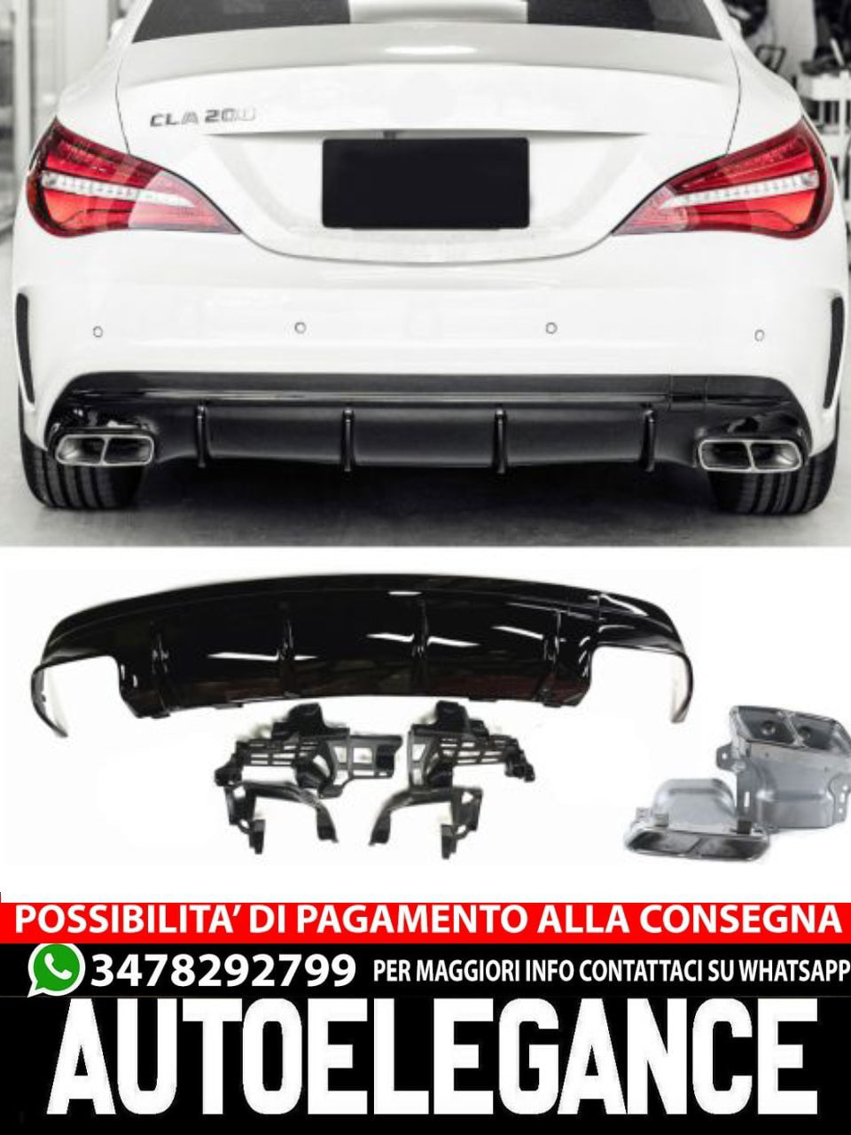 Diffusore terminali di scarico CROMATI CLA 45 AMG design adatto per Mercedes CLA