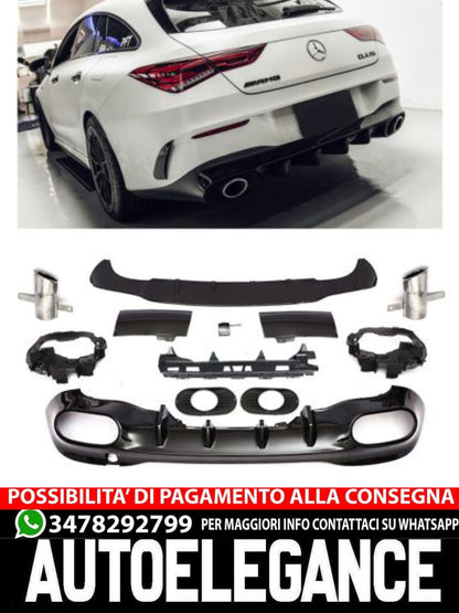 Diffusore spoiler posteriore marmitte CROMATO in LOOK SPORTIVO per Mercedes W118