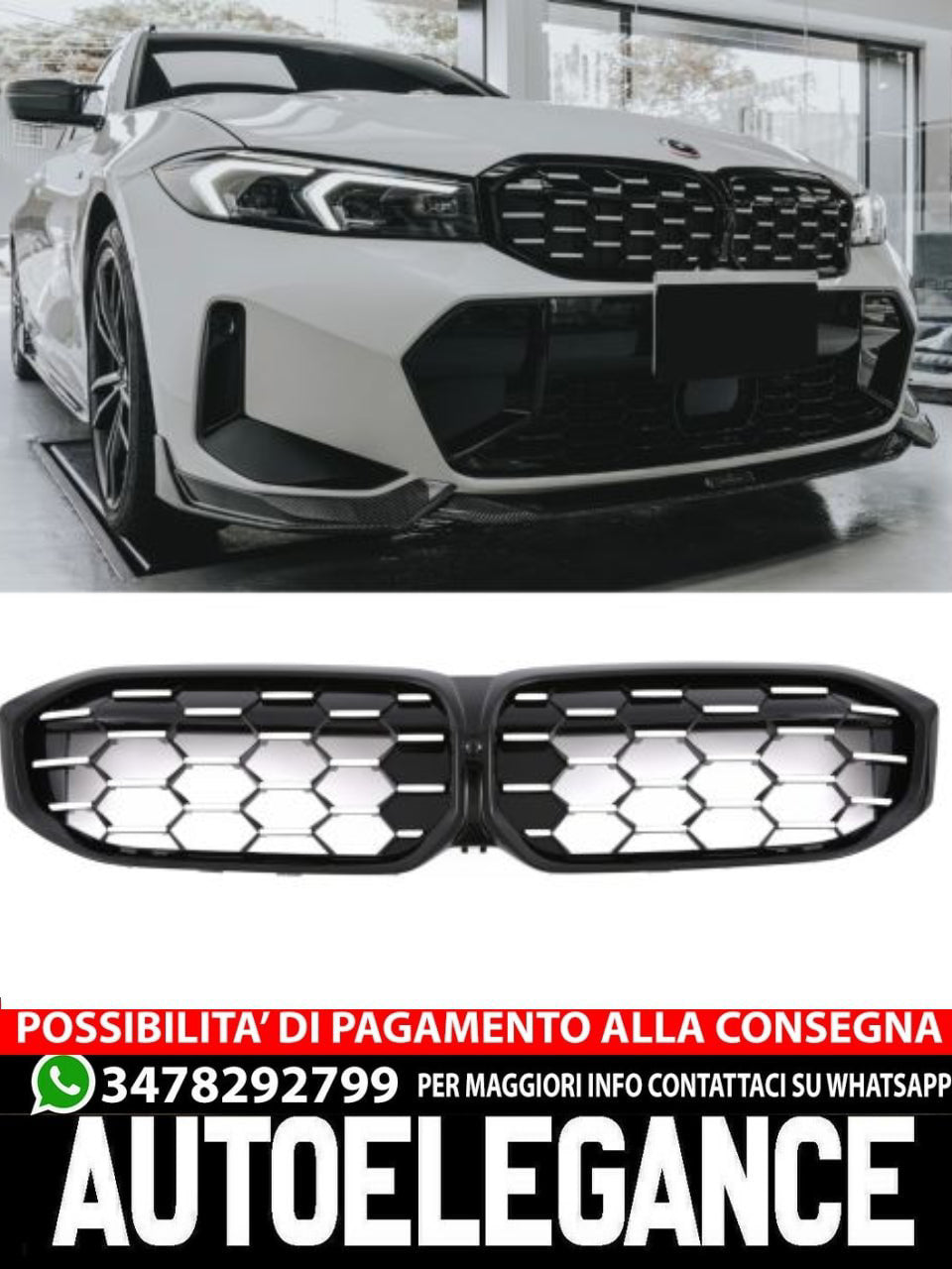 GRILLE SUITABLE FOR BMW 3 SERIES G20 G21 LCI GRILLE DOUBLE BAR BLACK CHROME 