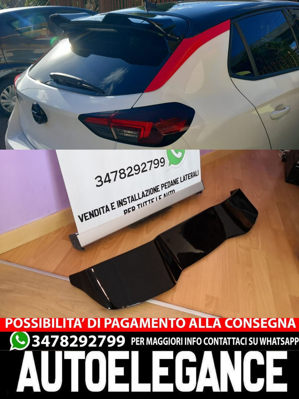 SPOILER SUITABLE FOR OPEL CORSA F 2019+ GLOSSY BLACK
