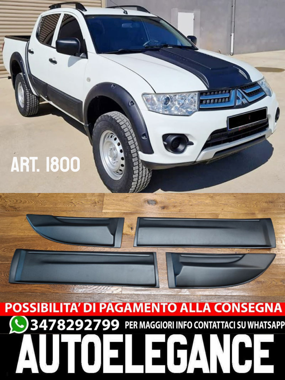 PROTEZIONE PORTIERE ADATO PER TRITON L200 2005-2014 NERO OPACO