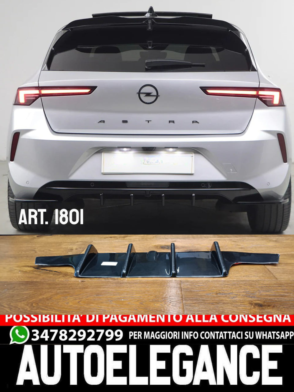 DIFFUSORE ADATTO PER OPEL ASTRA L 2020+ STANDARD NERO LUCIDO