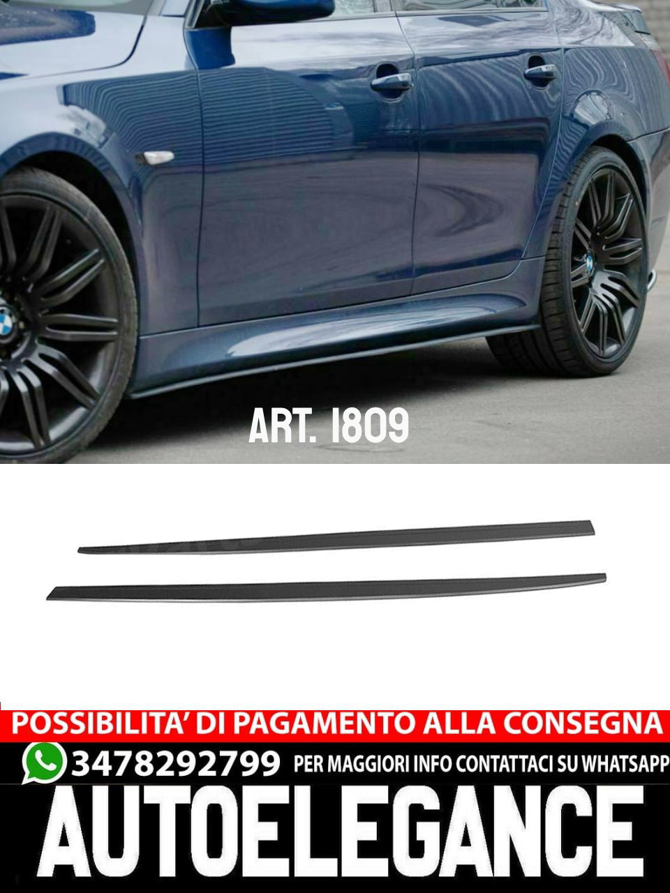 UNDER SKIRTS SUITABLE FOR BMW 5 SERIES E60 E61 2003-2010 M5 LOOK GLOSS BLACK