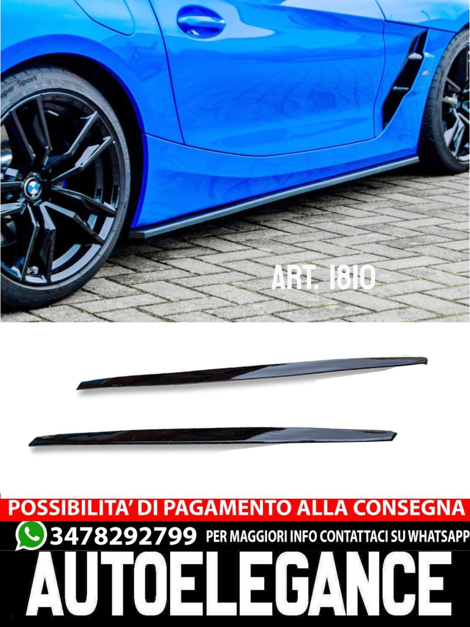 SOTTO MINIGONNE ADATTO PER BMW Z4 G29 2018+ LOOK M NERO LUCIDO