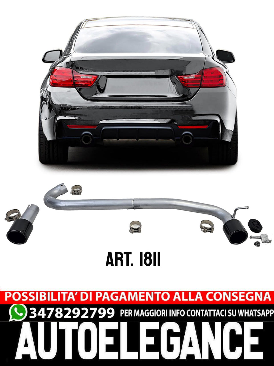 EXHAUST TIPPER SERIES 4 F32 F33 F36 STEEL LOOK M4 M SPORT GLOSSY BLACK