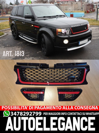GRIGLIA RANGE ROVER SPORT L320 2009-2013 LIFT LOOK NERO LUCIDO PROFILO ROSSO
