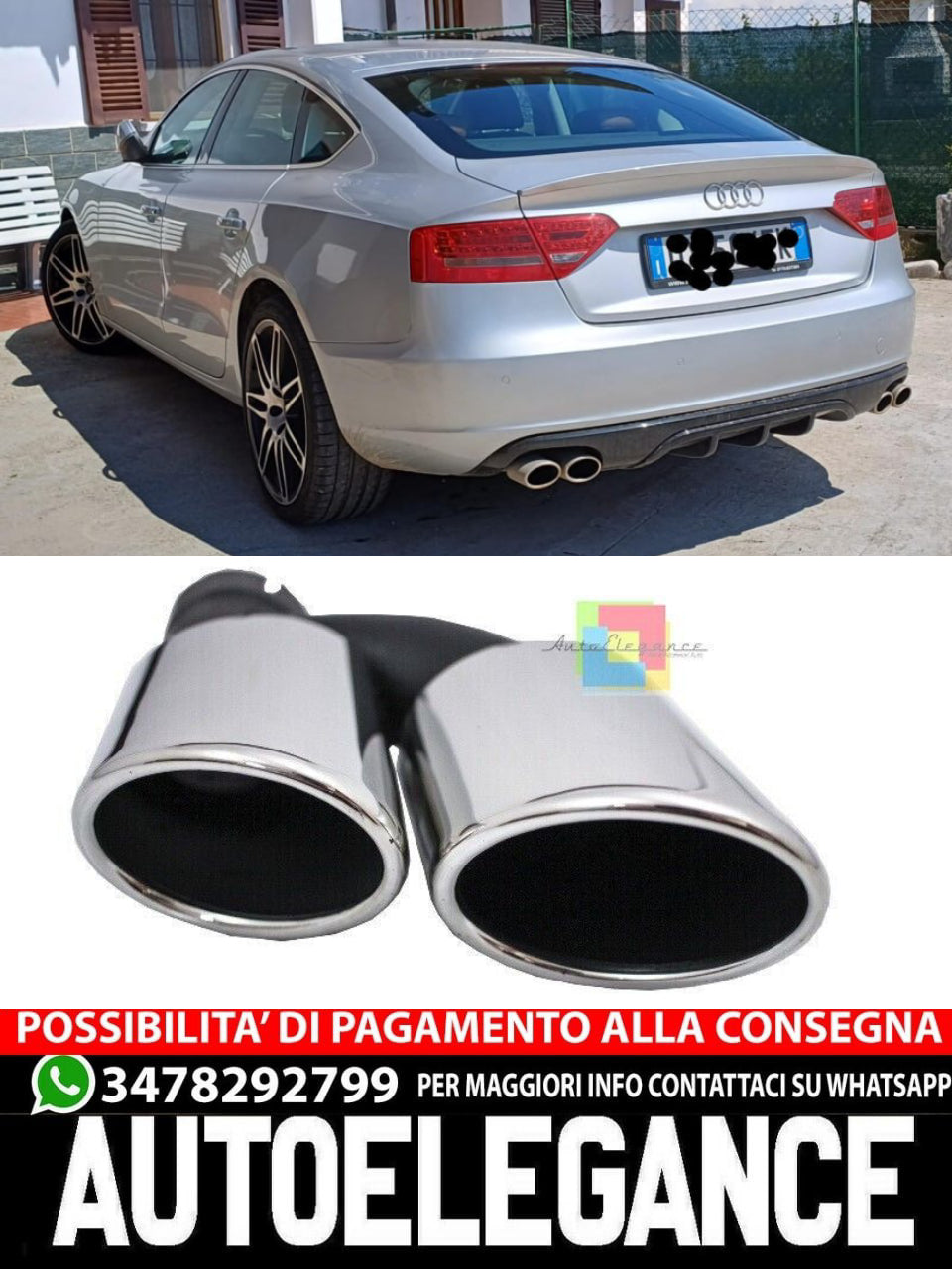TERMINALI DI SCARICO ADATTO PER AUDI AUDI A6 4G C7 2010-2014 ACCIAIO LOOK S6
