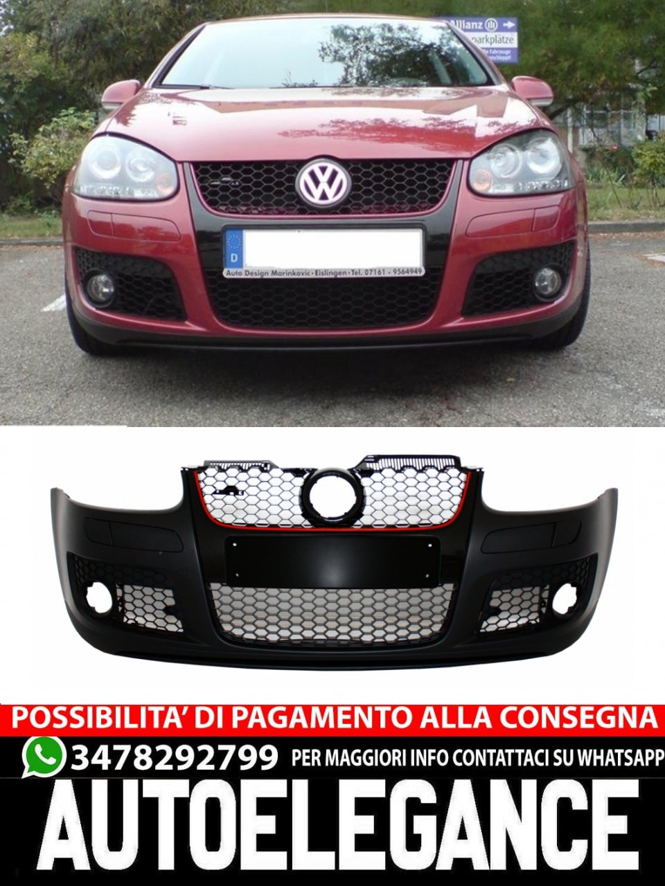 🔝Paraurti anteriore adatto per VW Golf 5 V Mk5 2003-2007 Jetta 2005-2010🔝