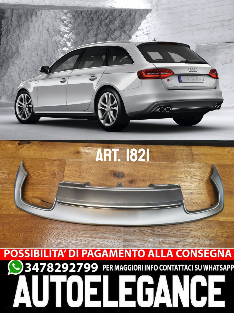 DIFFUSORE ADATTO PER AUDI A4 B8 2012-2015 SLINE LOOK S4 2+2