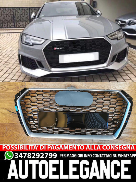 GRIGLIA ANTERIORE ADATTO PER AUDI A4 B9 2015+ RS4 NIDO D'APE BORDO SATINATO