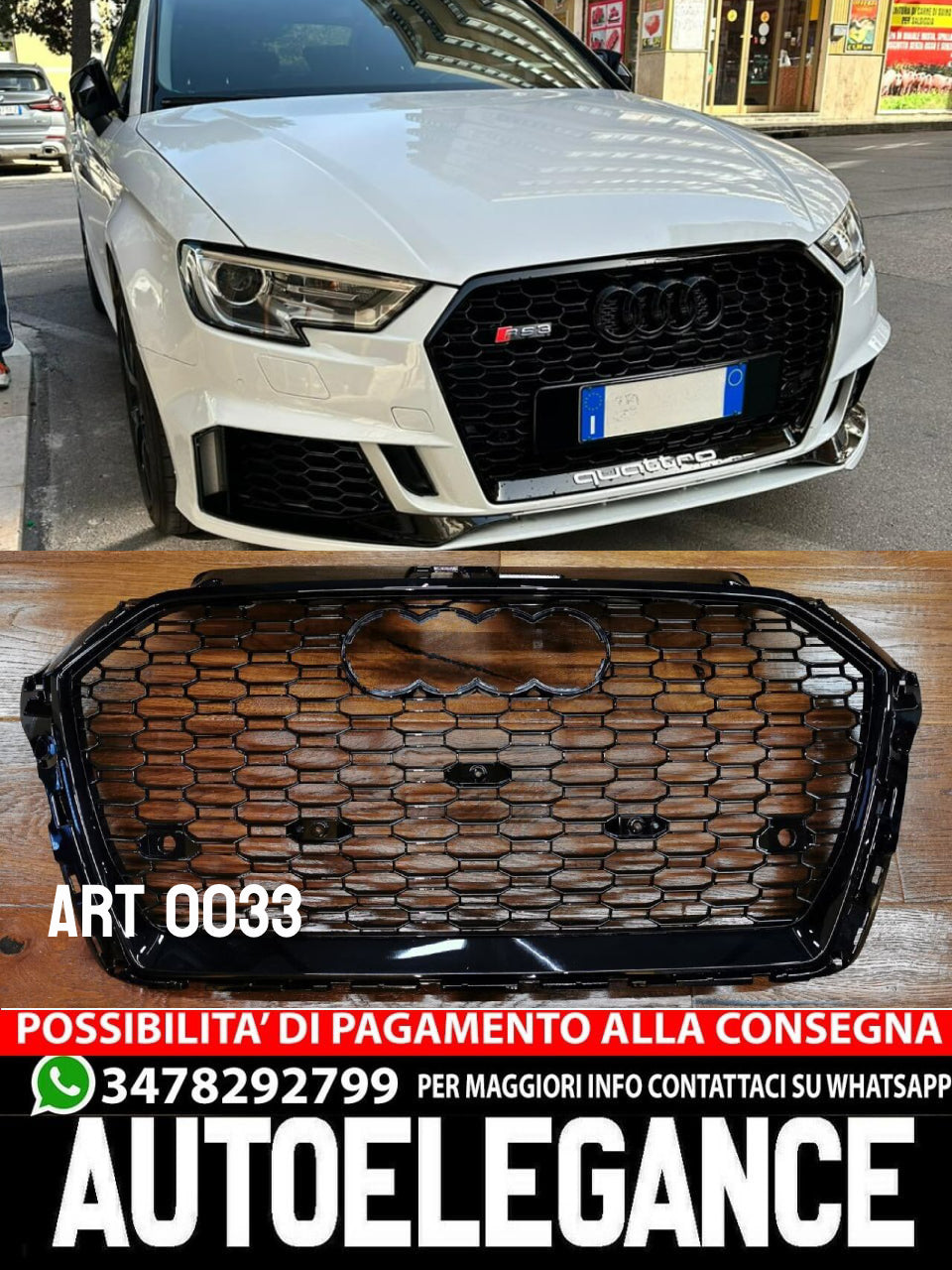 GRIGLIA ADATTA PER AUDI A3 8V 2017-2020 LOOK RS3 LOOK NERO LUCIDA 0033